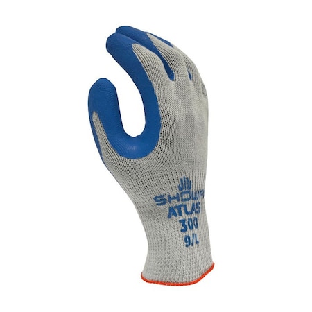 Showa Atlas General Purpose Gloves, Natural Rubber Palm Coating, Gray/Blue, Small 300S-07